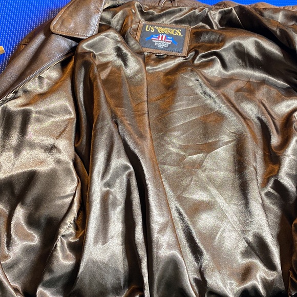 Vintage US WINGS Leather Bomber Aviator Jacket - Picture 10 of 15